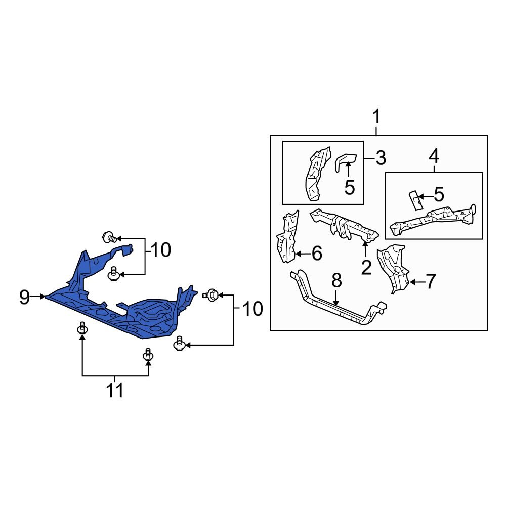 Acura Oe Sjaa Front Radiator Support Splash Shield