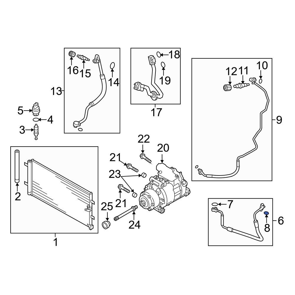 Audi OE 4E0260749B Front A C Refrigerant Line O Ring