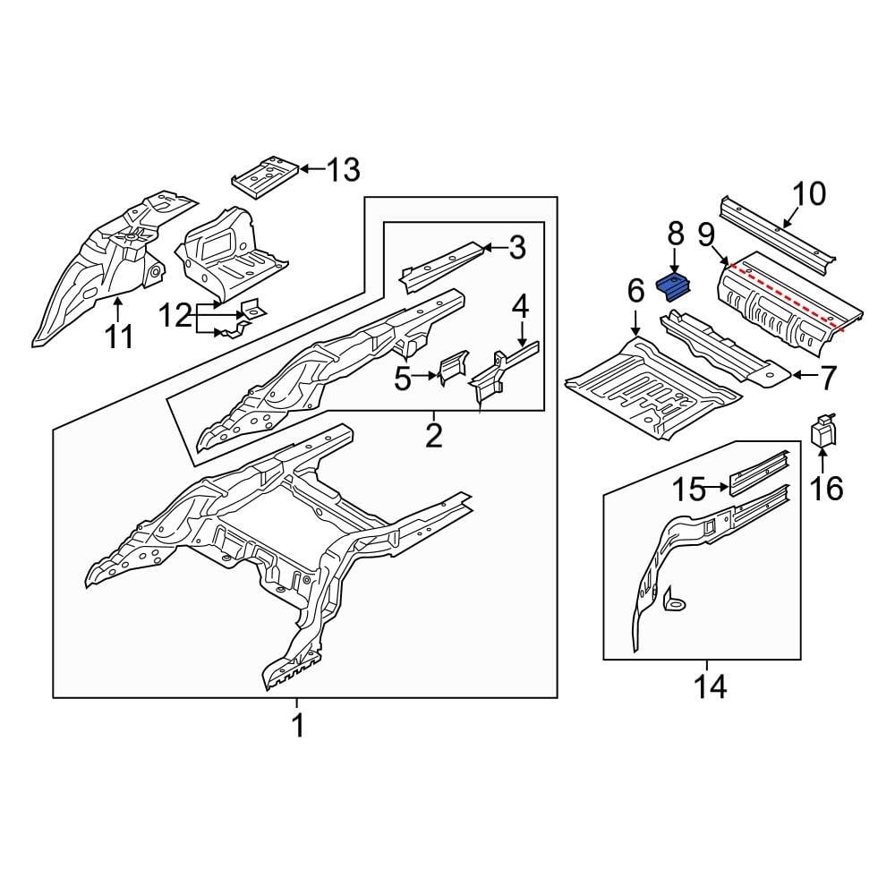 BMW OE 41007412942 Front Right Floor Side Rail Reinforcement