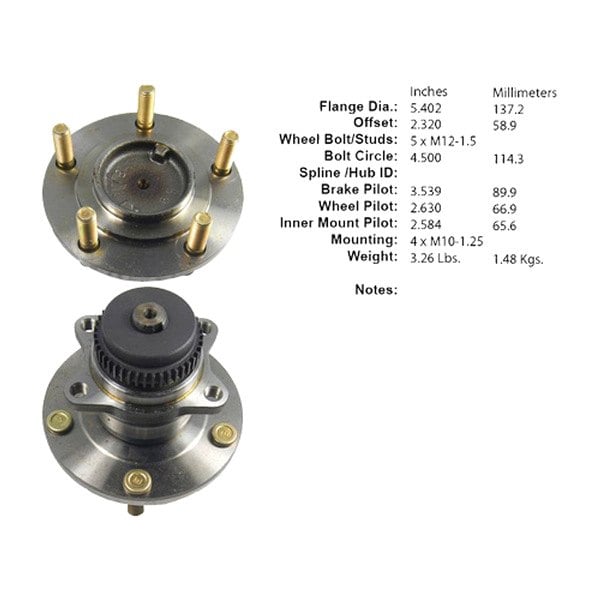 Centric 406 46007E C Tek Rear Driver Side Standard Non Driven Wheel