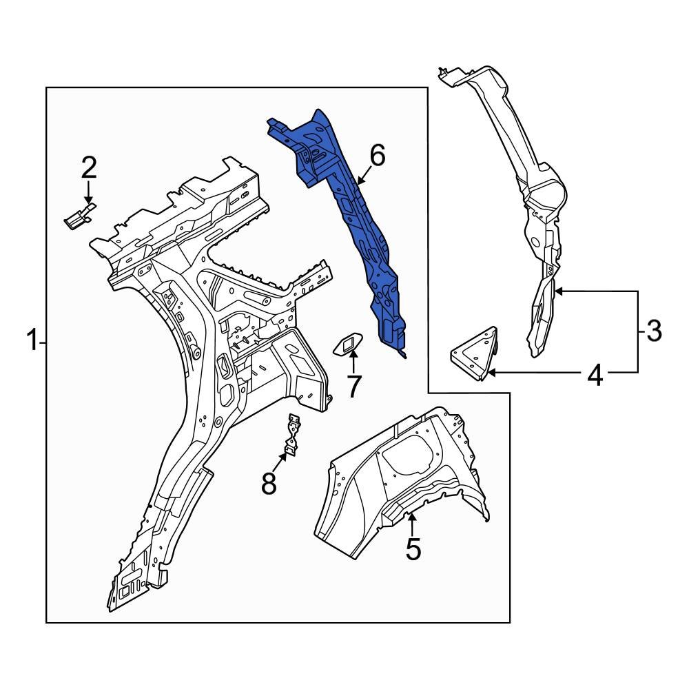 Ford OE M1PZ7841059A Rear Left Body D Pillar Reinforcement