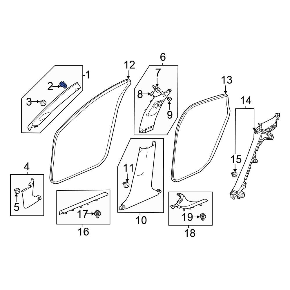 Honda OE 91561T20A01 Upper Body A Pillar Trim Panel Clip