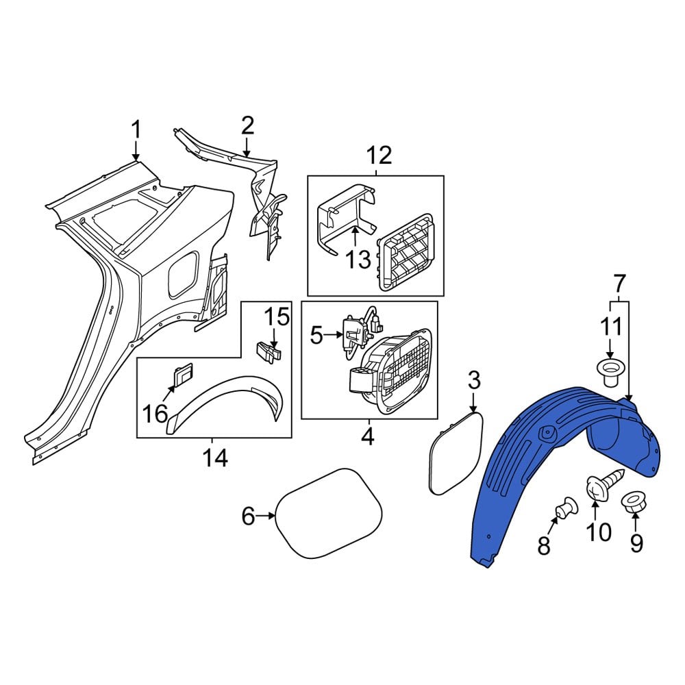 Kia Oe P Rear Right Quarter Panel Splash Shield