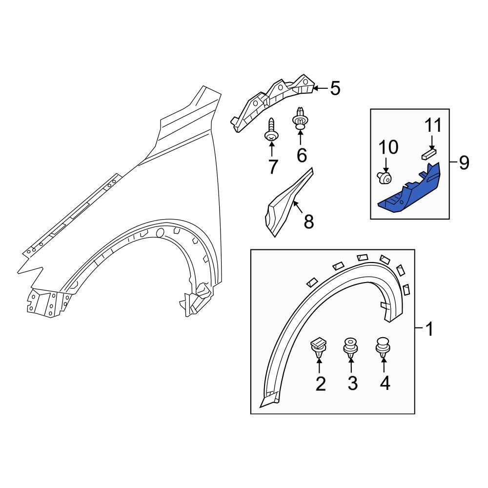 Mazda Oe D E Pp C Front Left Lower Fender Molding