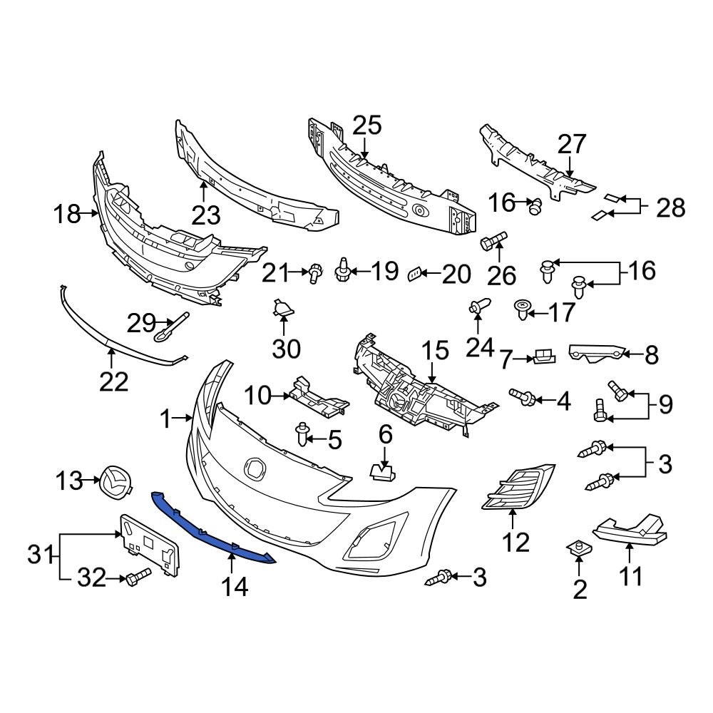 Mazda Oe Bbm K Front Radiator Support Air Deflector