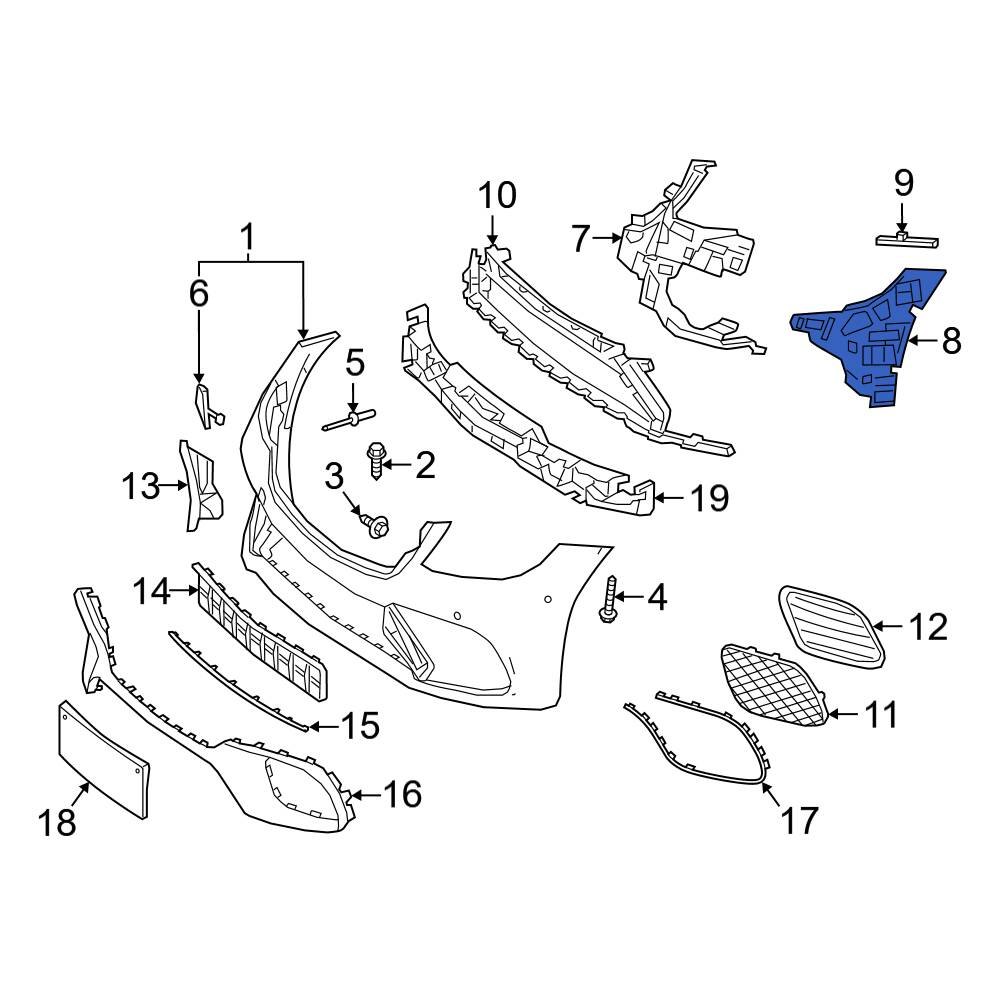 Mercedes Benz Oe Front Left Outer Bumper Cover Support Rail