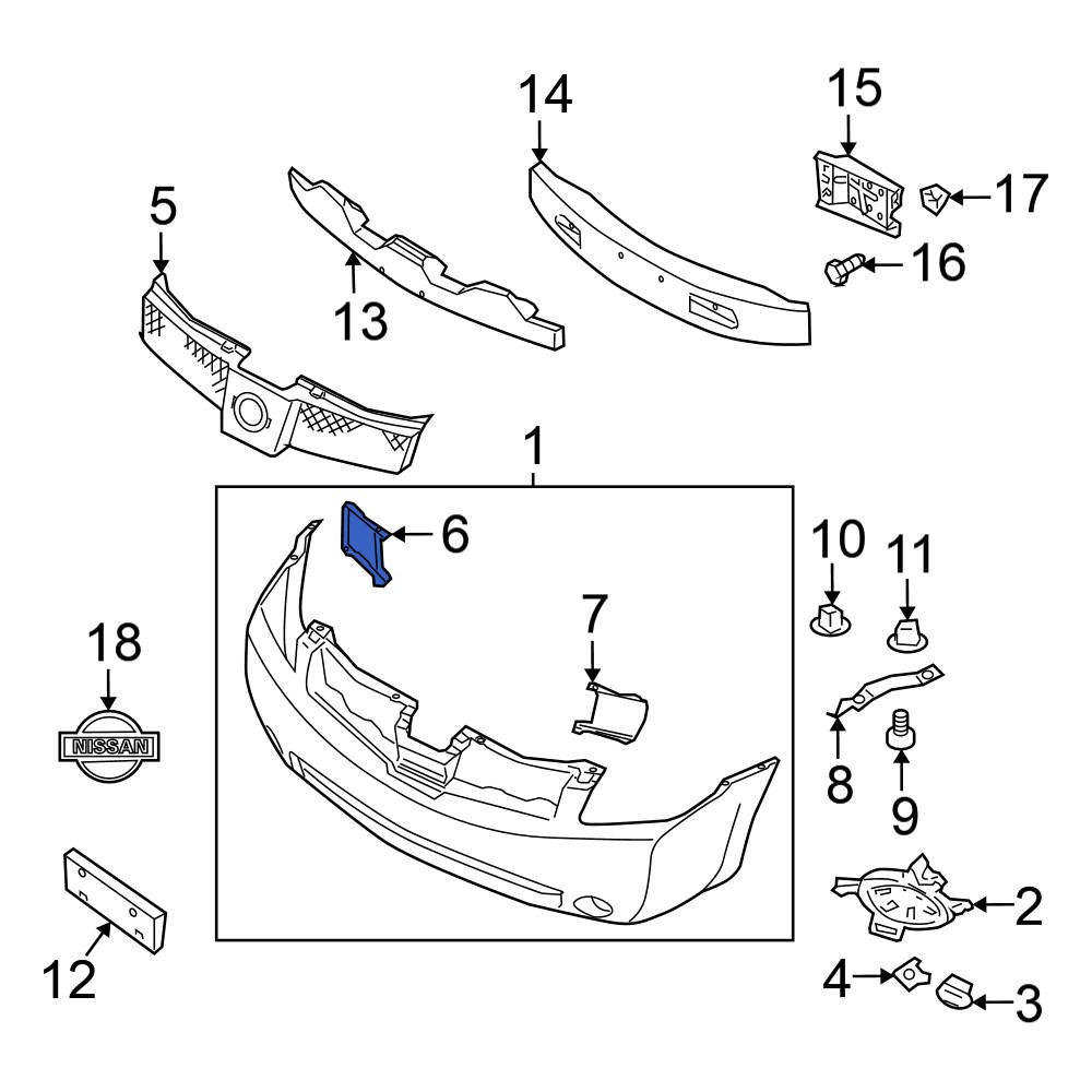 Nissan Oe Z Front Right Radiator Support Air Deflector