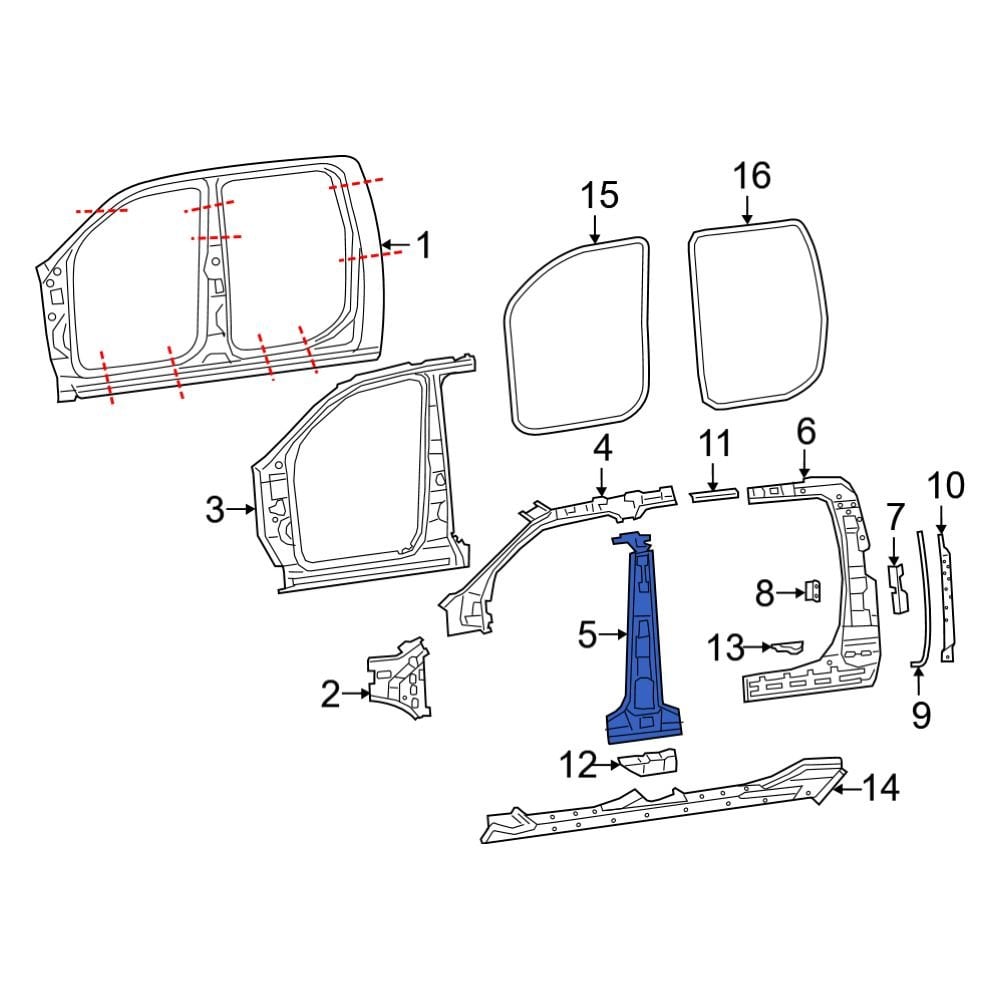 Ram OE 68309629AD Left Body B Pillar Reinforcement