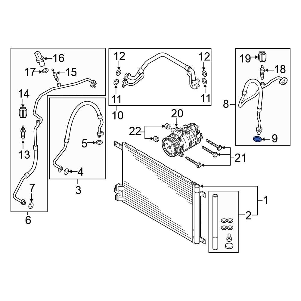 Volkswagen OE 3D0260749C Front A C Refrigerant Line O Ring