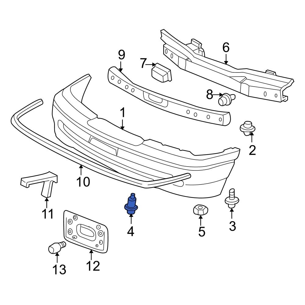Acura OE 91503SZ3003 - Front Lower Bumper Cover Retainer