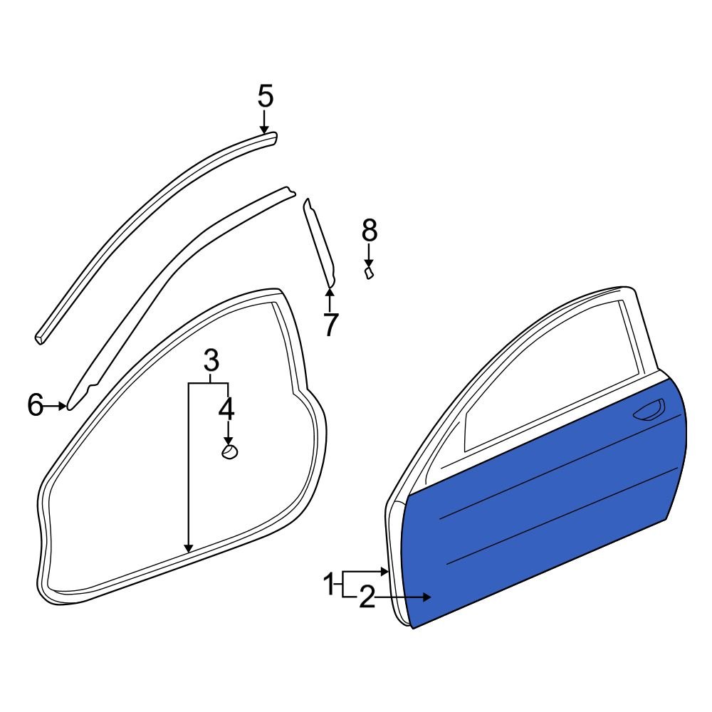 Acura OE 67151ST7A00ZZ Front Left Outer Door Outer Panel