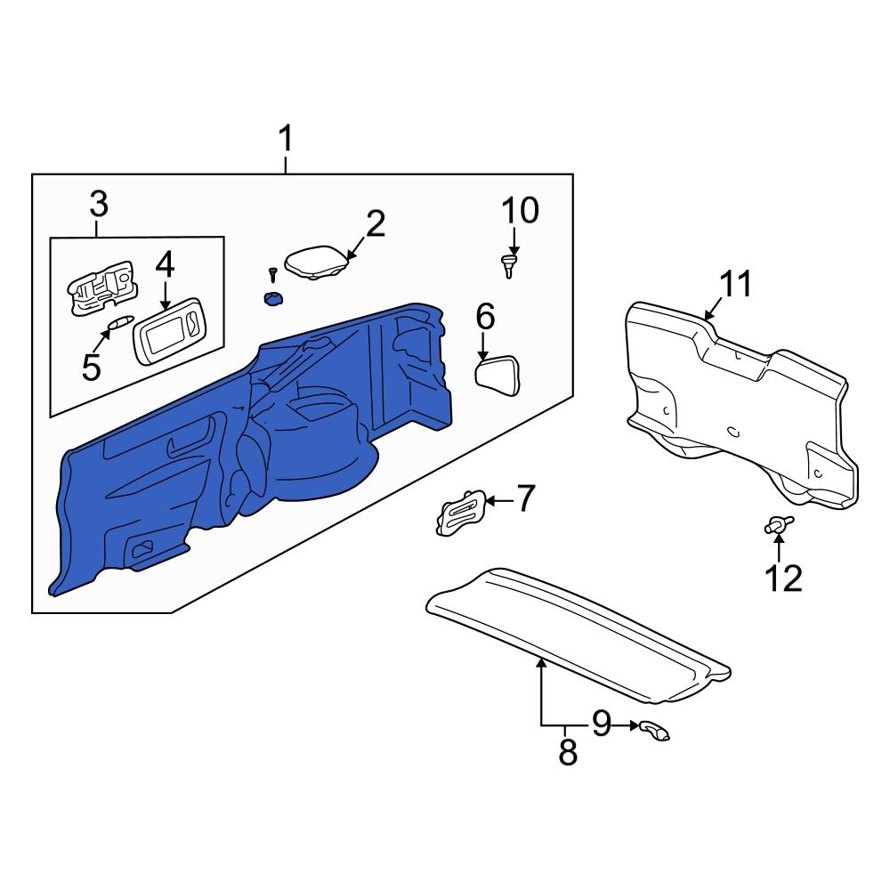Acura OE 83730ST7A01ZA Rear Right Lower Interior Quarter Panel Trim Panel