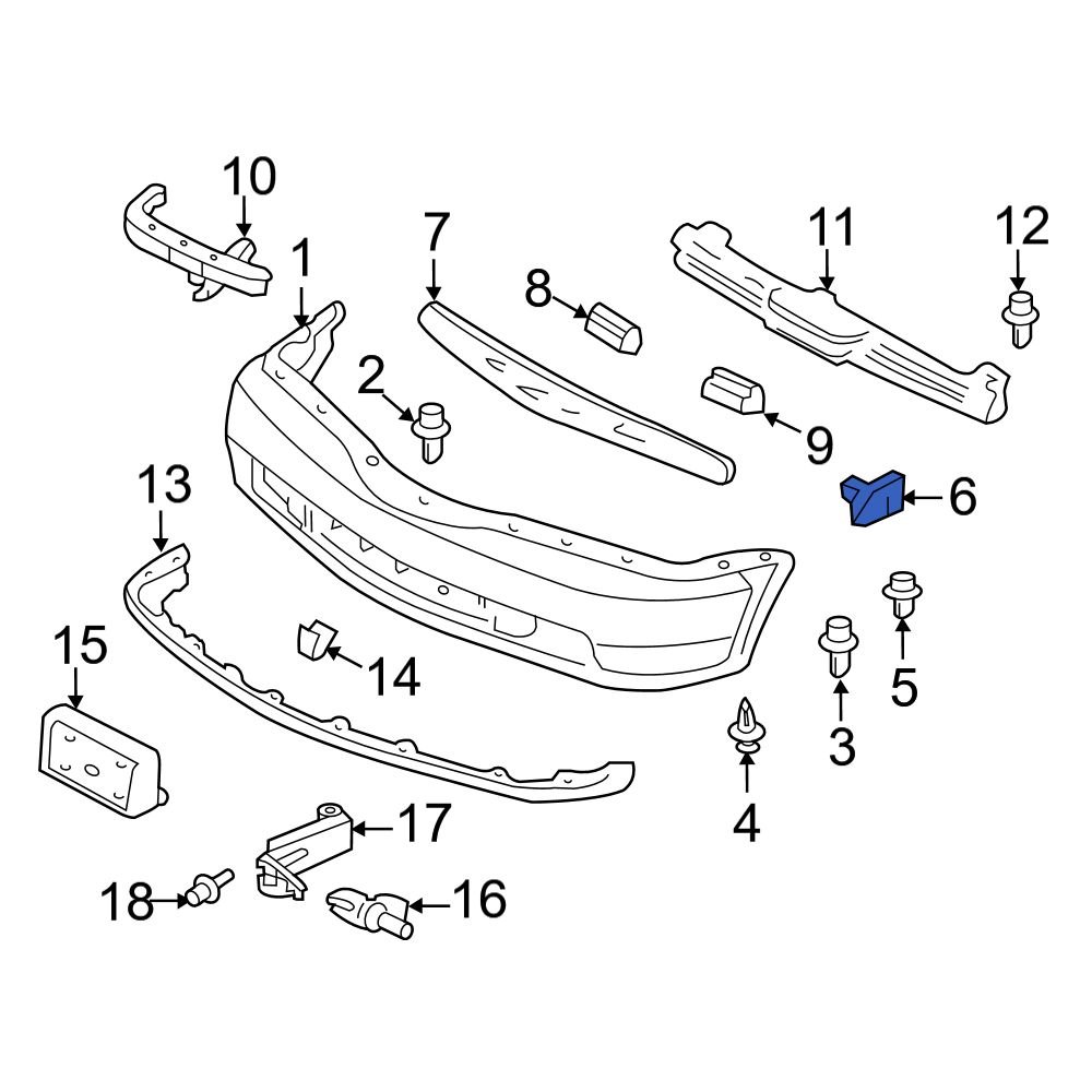 Acura OE 71598S30013 Front Bumper Cover Spacer