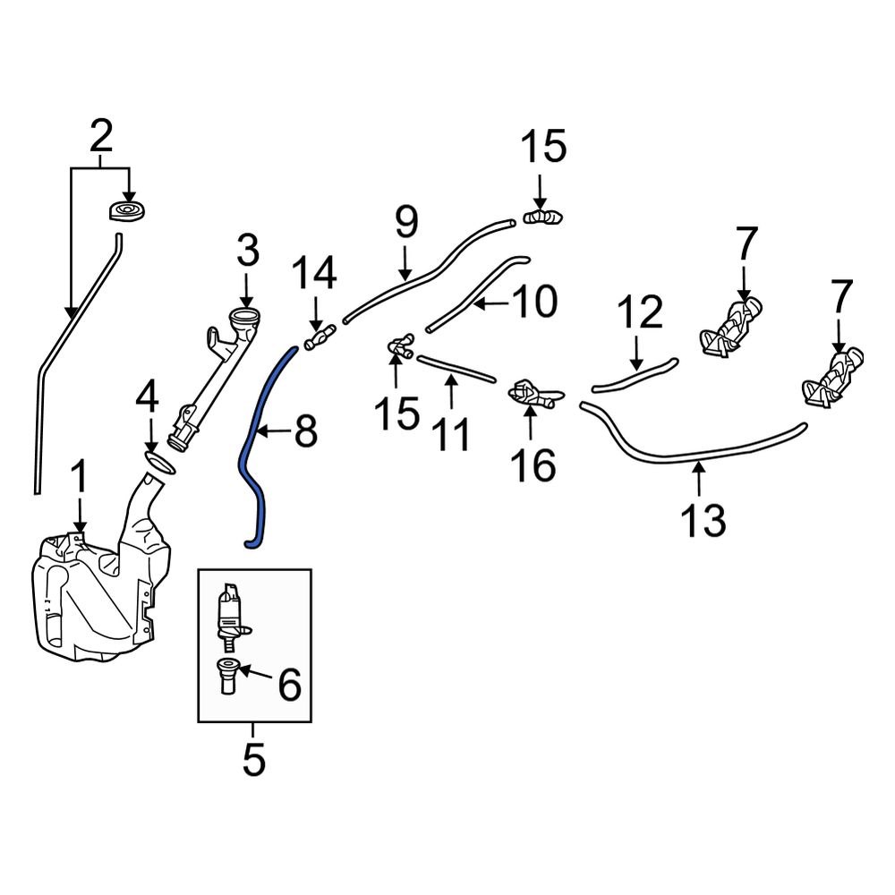 Acura OE 76832TK4A11 Front Windshield Washer Hose