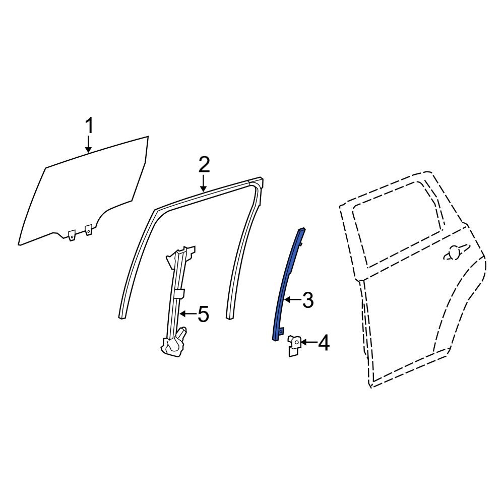 Acura OE 72731STXA01 Rear Right Lower Window Channel