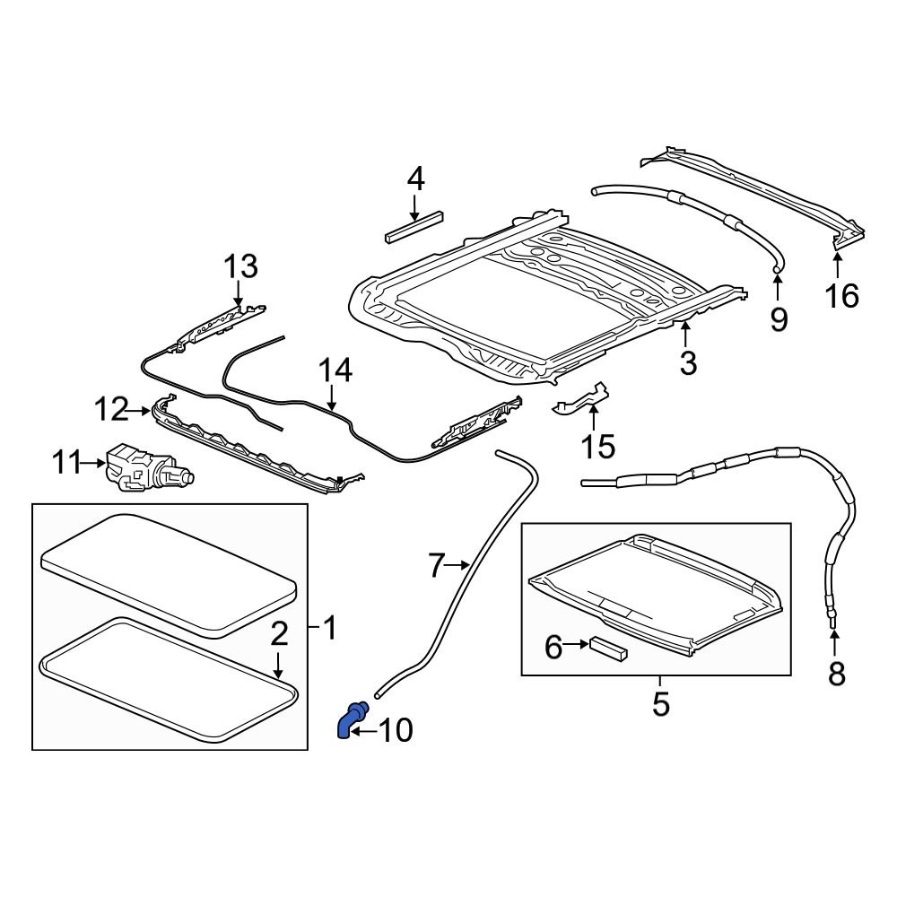Acura OE 70052TZ5A01 Front Sunroof Drain Hose Drain Valve