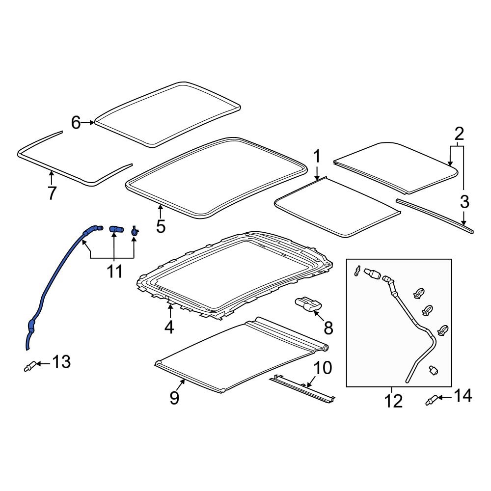 Acura OE 70050TYAA00 Front Sunroof Drain Hose