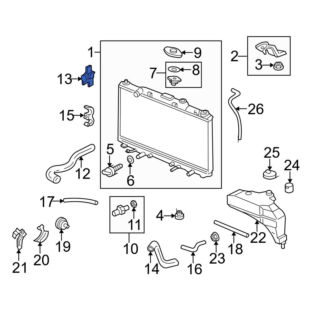 Acura OE 19519PRBA01 Upper Radiator Coolant Hose Bracket