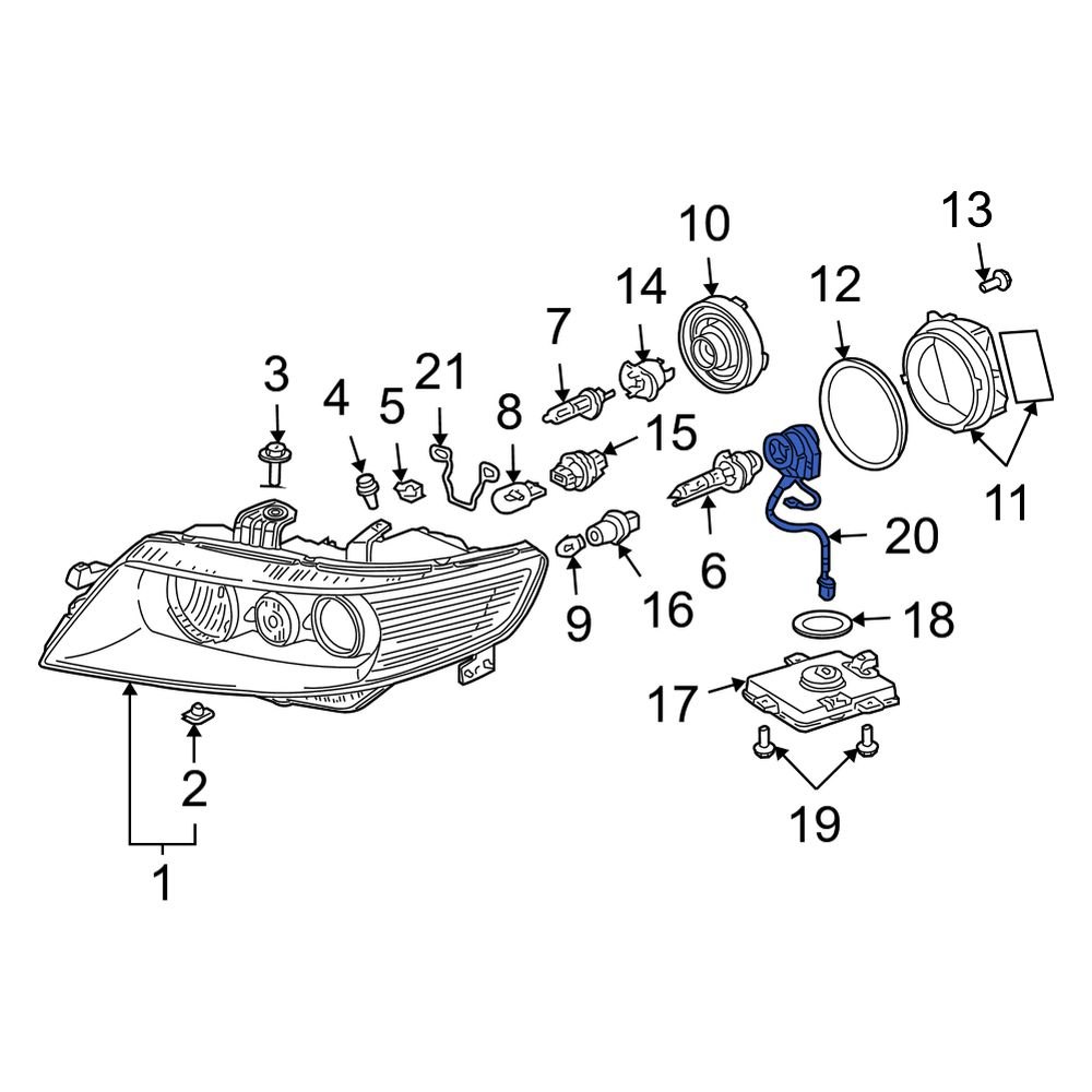 Acura OE 33129SEA003 Front High Intensity Discharge (HID) Headlight