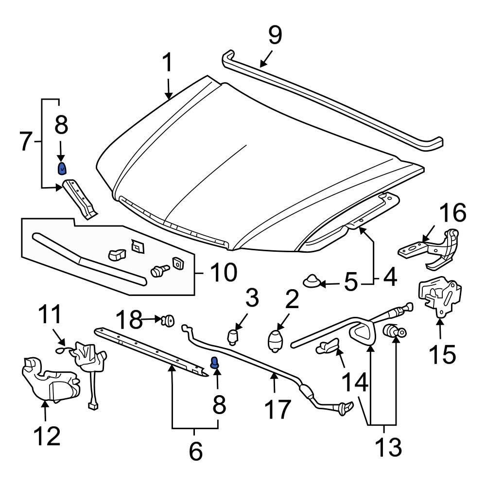 Acura OE 91518SM4003 - Hood Seal Clip