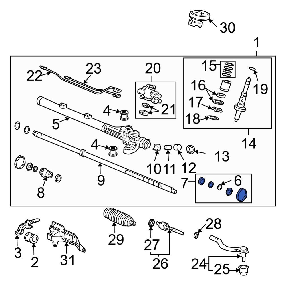 Acura OE 06531SEAE03 Front Rack And Pinion Housing Seal Kit