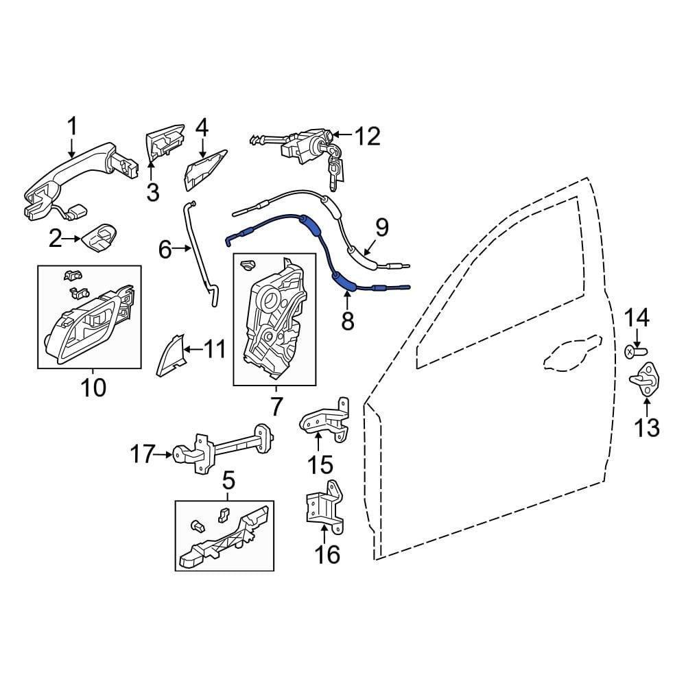 Acura OE 72131TX6A01 Front Door Latch Cable