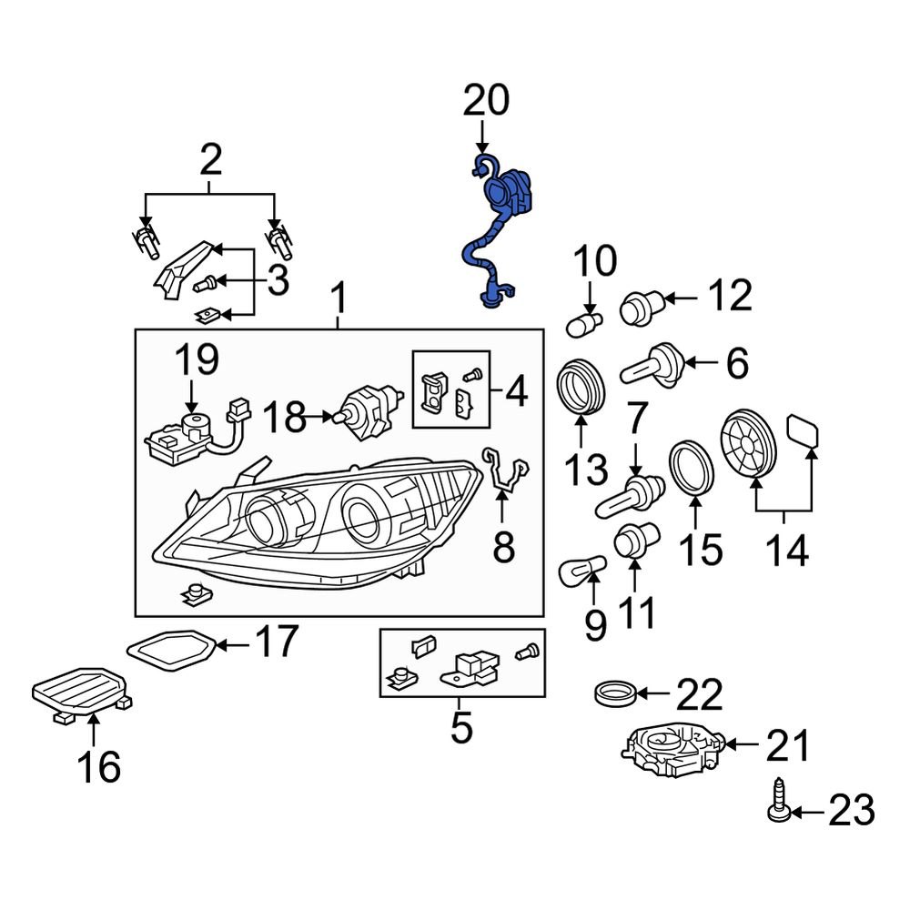 Acura OE 33129SJKJ01 Front High Intensity Discharge (HID) Headlight