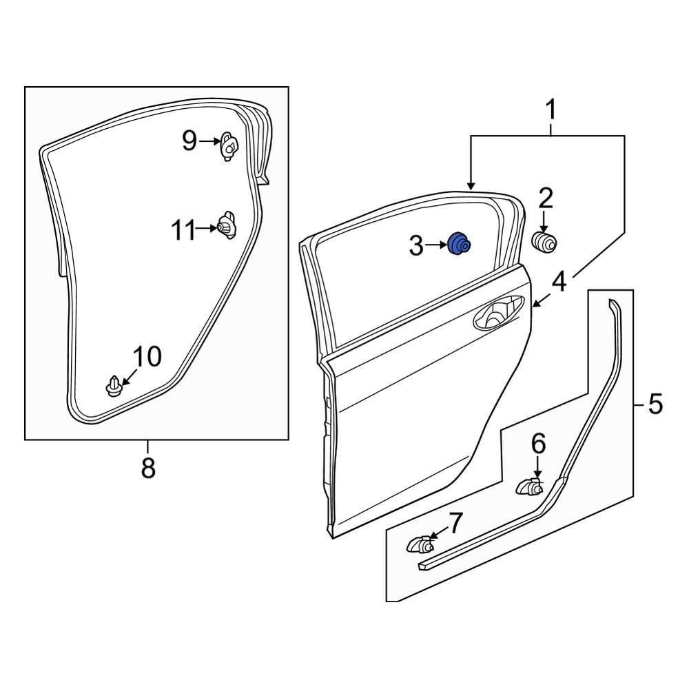 Acura OE 9555125000 Front Door Plug