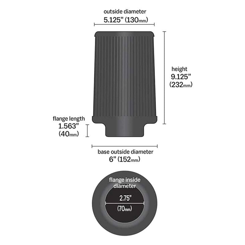 AEM Intakes® 212029BF Brute Force® DryFlow® Round Tapered Gray Air