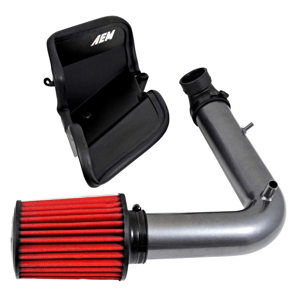 Aem C Aluminum Gunmetal Gray Cold Air Intake System With Red Filter