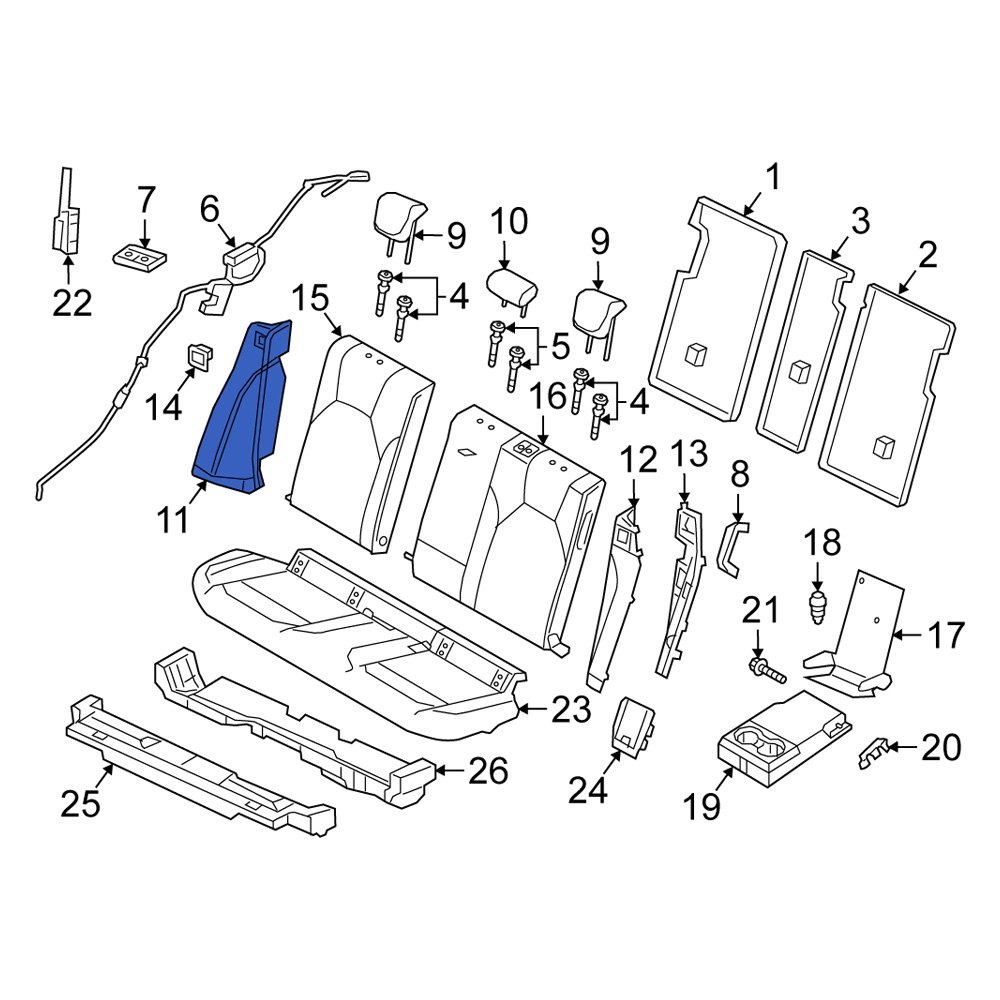 Alfa Romeo OE 6ZB33U03AA Rear Right Seat Back Bolster Assembly