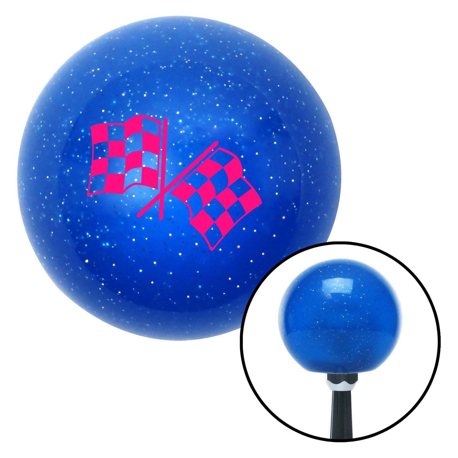 Blue Pegasus Orange Flame Metal Flake American Shifter 298807 Shift Knob