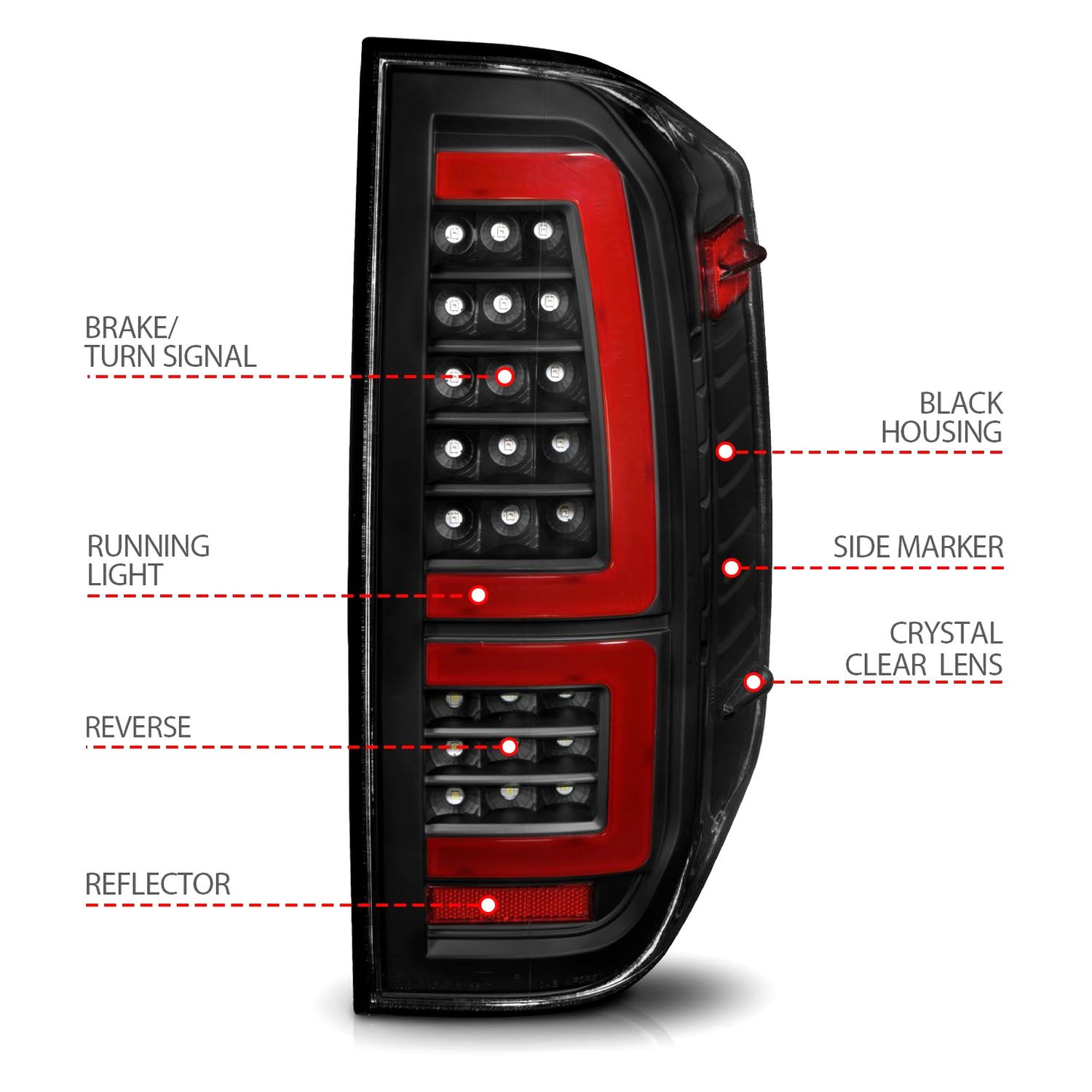 Anzo® 311436 Black Sequential Fiber Optic LED Tail Lights