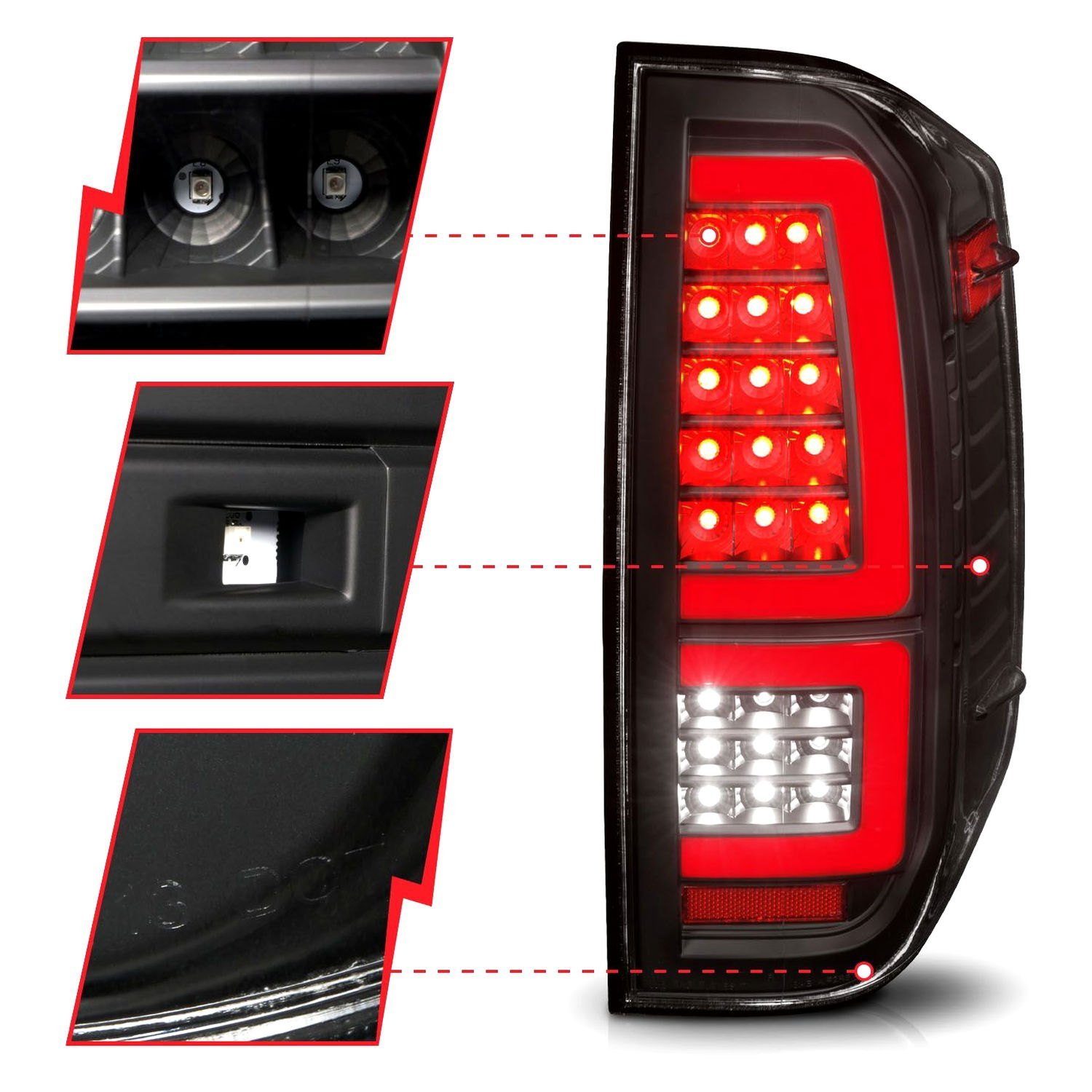 Anzo 311436 Black Sequential Fiber Optic Led Tail Lights Anzo 311436 Black Sequential Fiber Optic Led Tail Lights