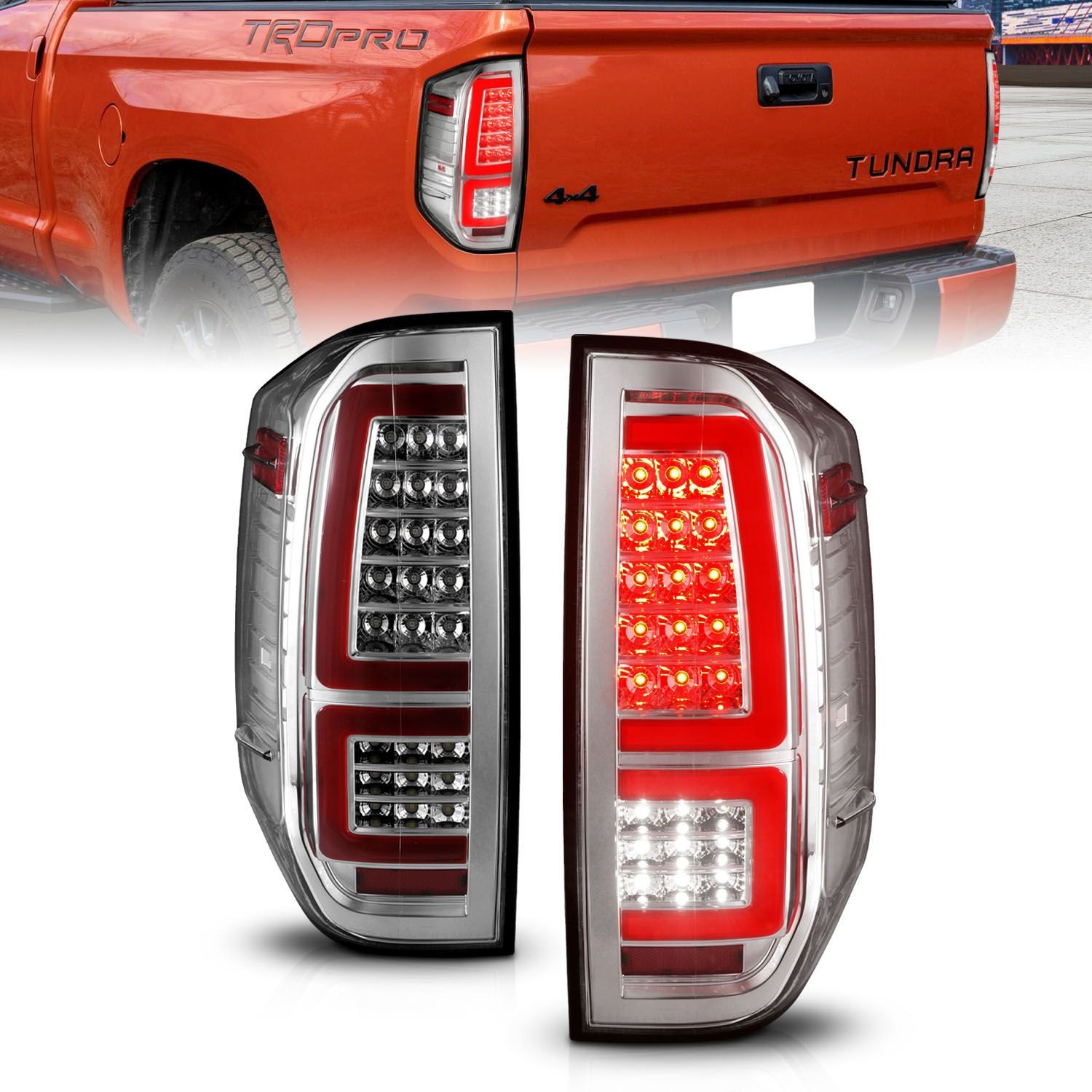 Anzo® 311438 Chrome Sequential Fiber Optic LED Tail Lights