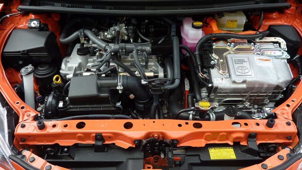 Engine bay of car