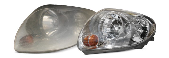 Before and After Cleaning Headlight Comparison