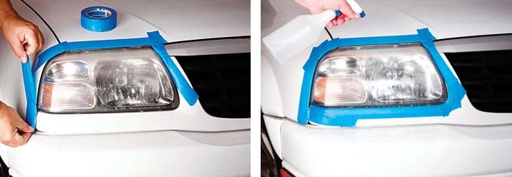 Surrounding Headlight With Masking Tape