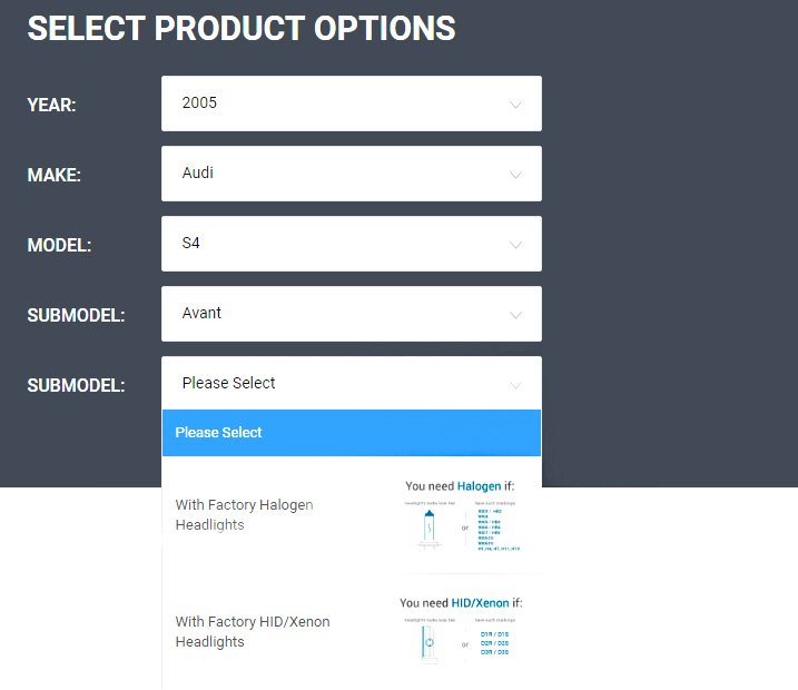 Halogen HID Headlights Options