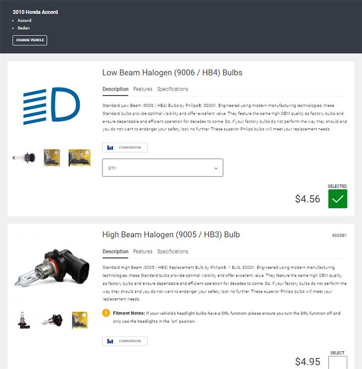 Philips Standard Headlight Replacement Bulbs