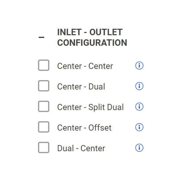 Inlet Outlet Configuration Table