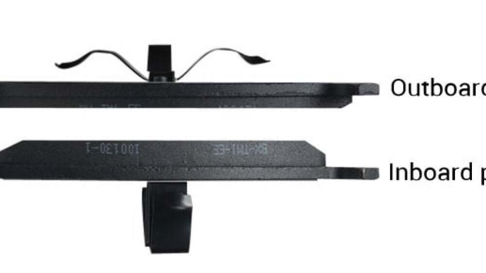 A diagram showing uneven brake pad wear