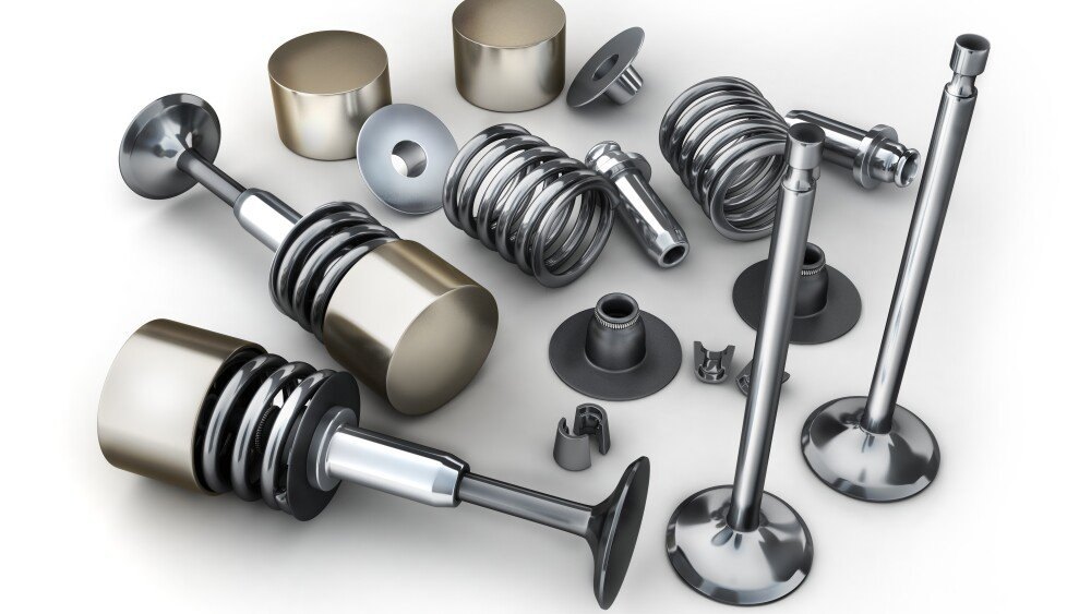 Car engine valve on white background. 3d illustration