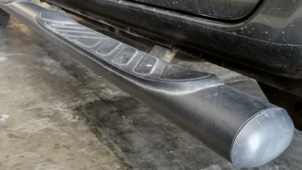 Close up of side step vehicle , pickup truck.