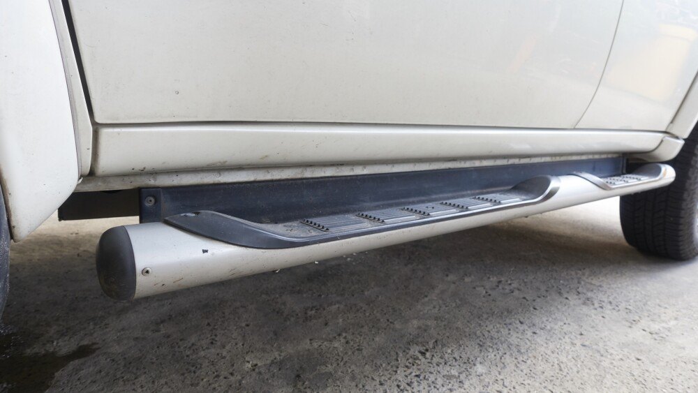 Close up of side step vehicle , pickup truck