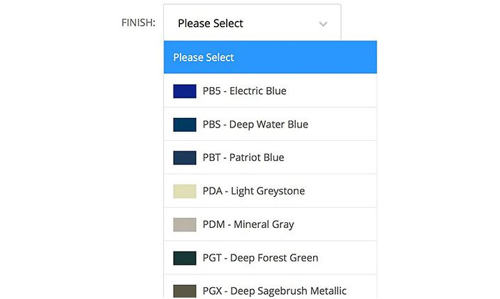 Tonneau Cover Color Selection