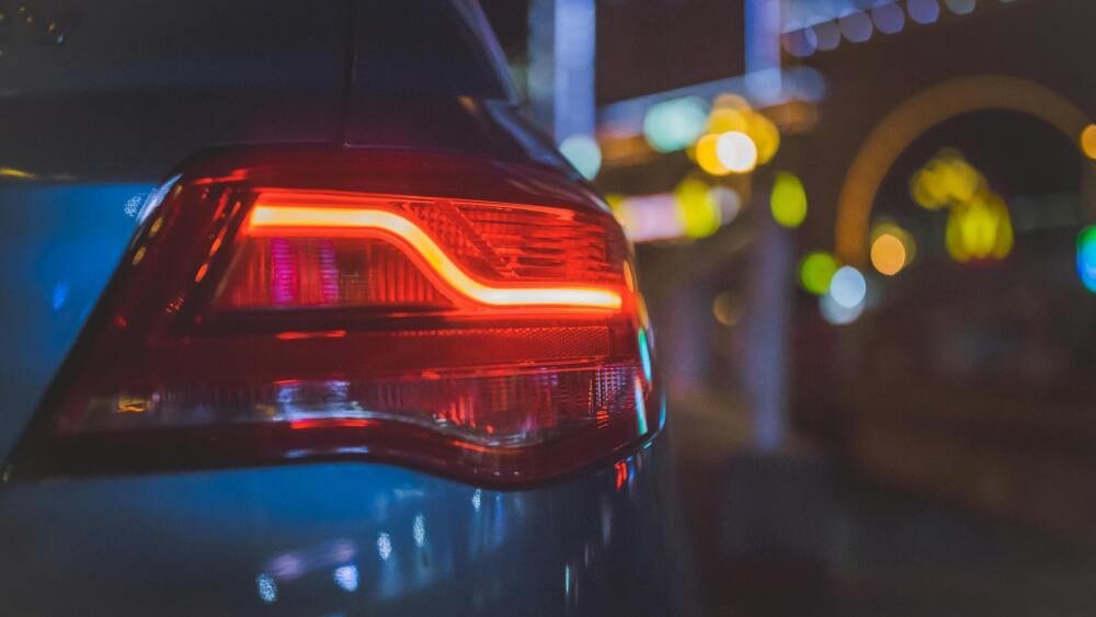 Illuminated brake light on a car