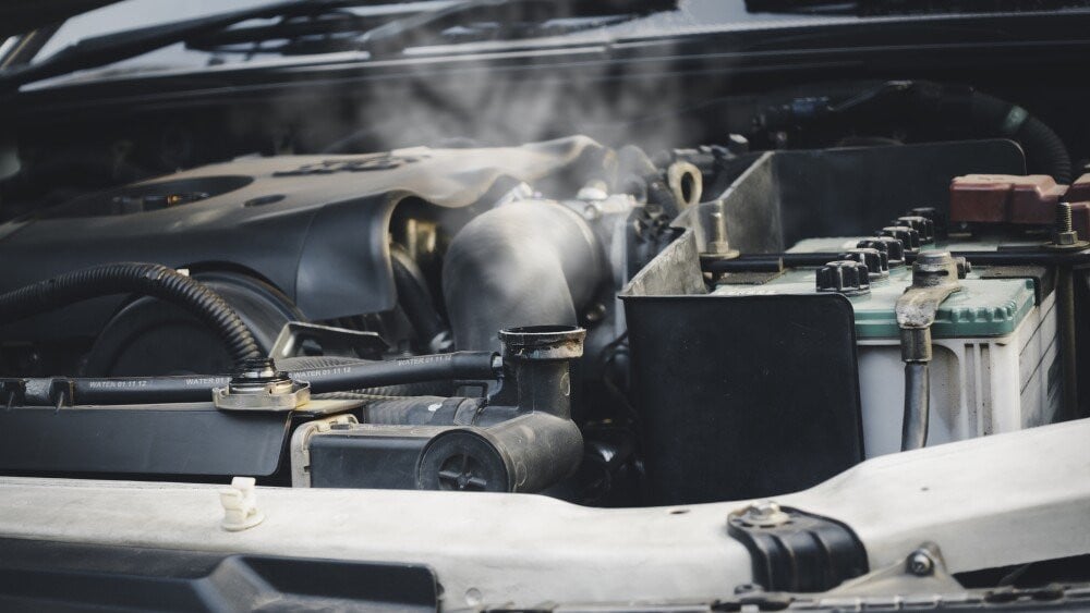 Automotive engine overheating on the road