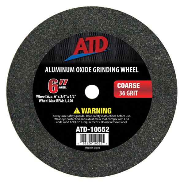 ATD® 10552 6" x 3/4" x 1/2" Aluminum Oxide Type 1 Bench Grinding Wheel