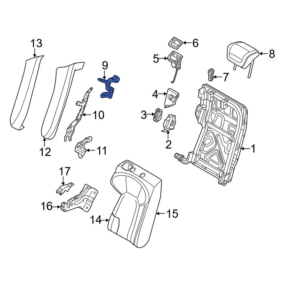Audi OE 9J1886162 Headrest Bracket